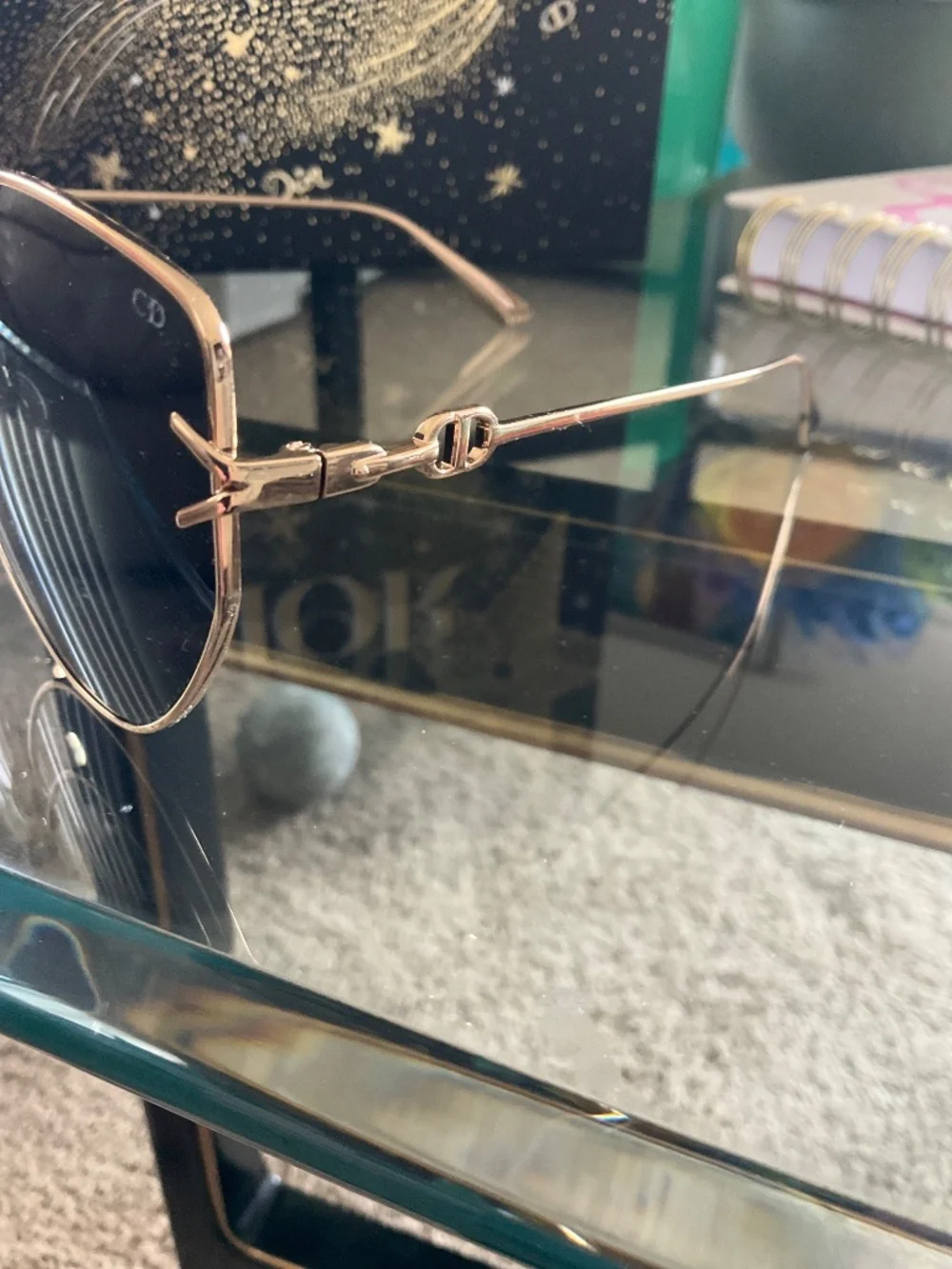 DIOR Gold Frame Gipsy 1 J5G2K Cat Eye Sunglasses - Picture 8 of 10